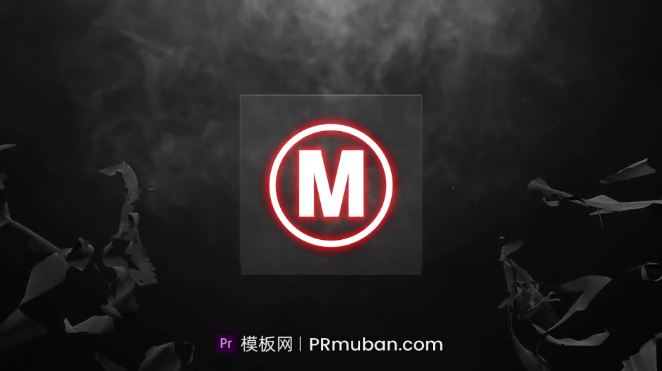 PR片头模板免费下载 暗黑能量3d撕裂布LOGO展示动画PR模板下载
