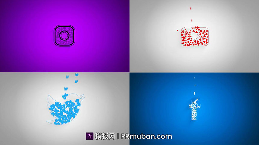 社交片头LOGO演绎动画PR模板免费下载 简单有趣卡通动画PR片头模板免费下载