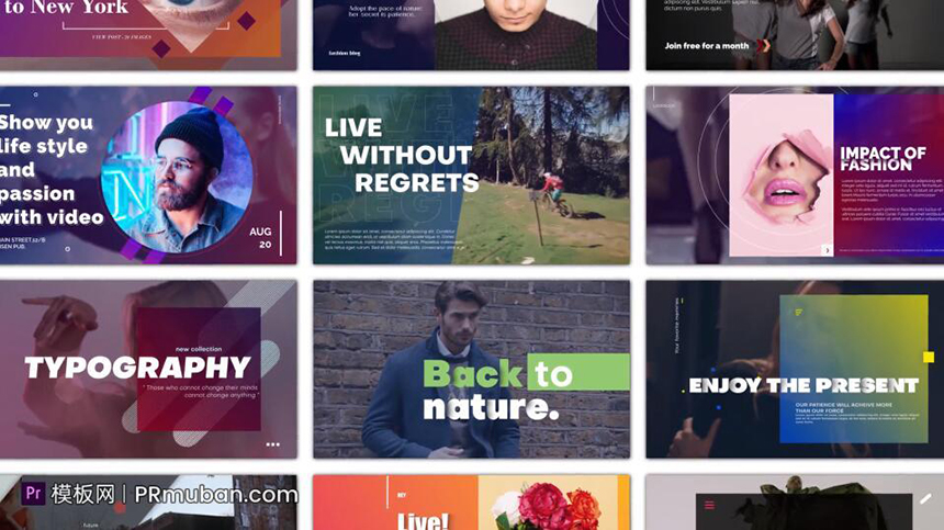 PR模板 时尚设计风格多样化动态标题文字动画PR模板包
