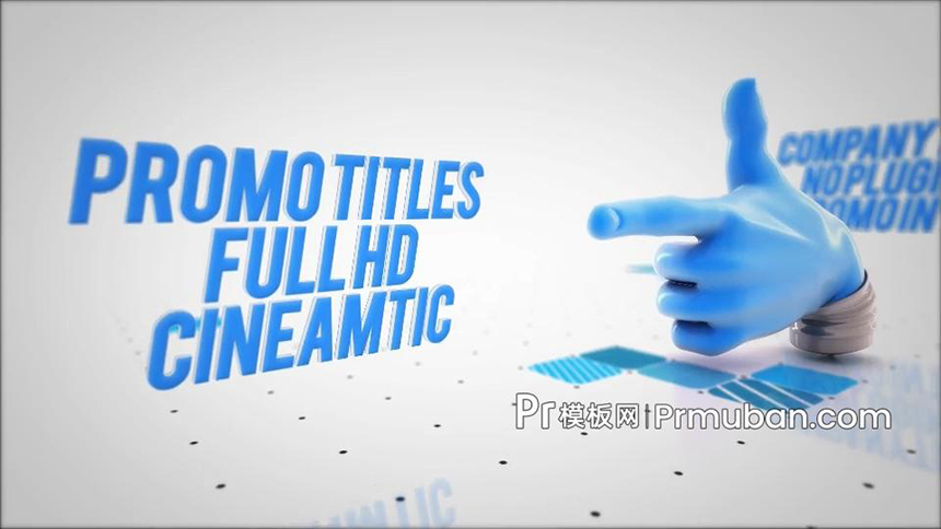 PR模板 酷酷的3D空间科技蓝机械手指动画标题文字介绍PR模板