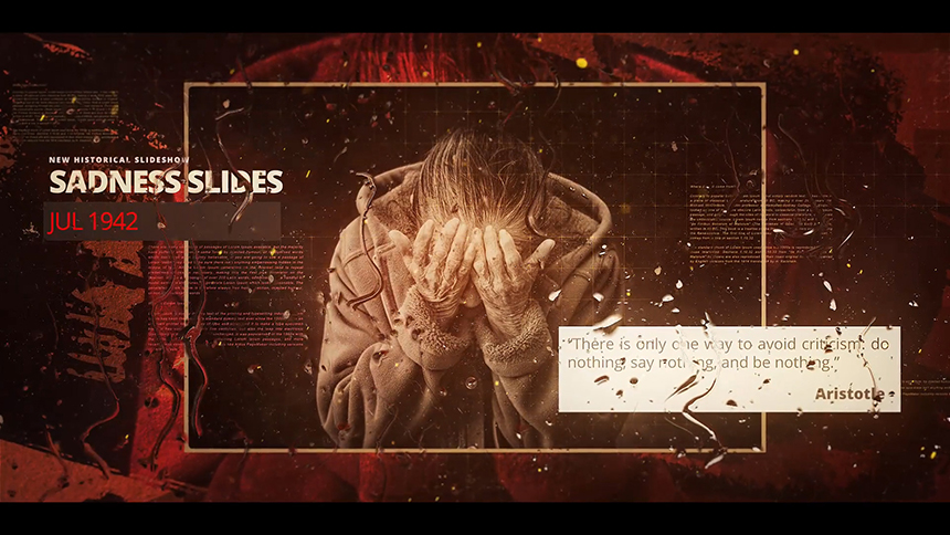 PR模板 粒子飞舞水滴水墨特效历史回忆纪录PR幻灯片模板