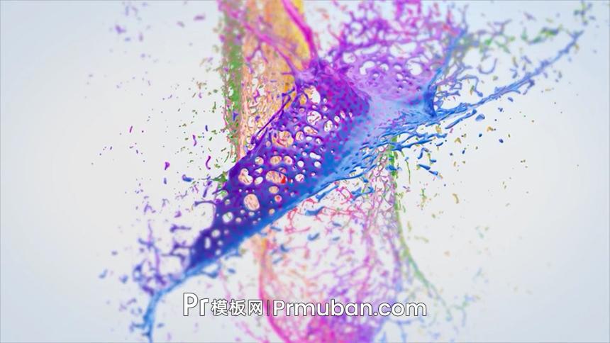 免费下载 油漆涂料汇聚飞溅logo显示pr片头模板免费下载