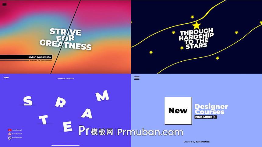 PR模板 不错的动态全屏标题文字动画PR模板下载