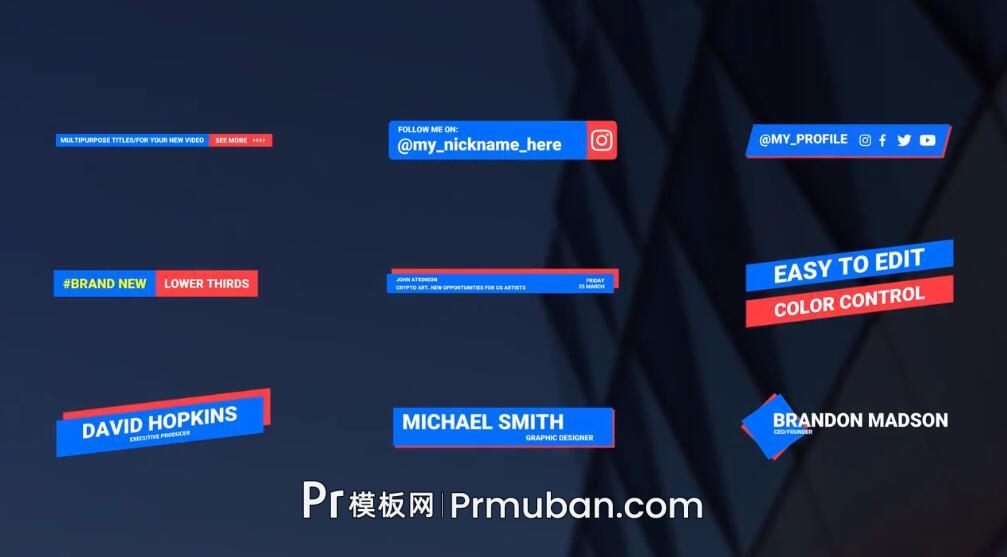 PR字幕模板 vlog短视频自媒体人物采访PR字幕条模板