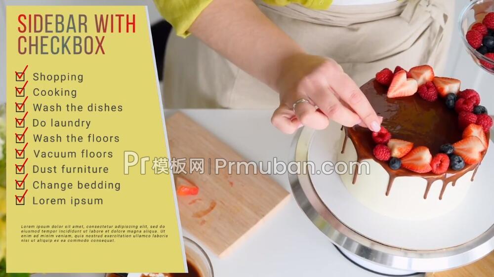 PR侧边栏模板 手工/美食/课程等视频侧边栏文字提示PR模板