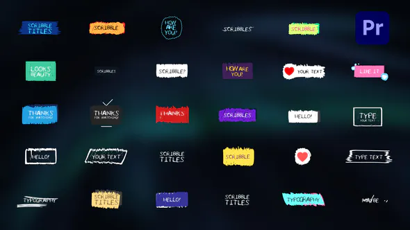 有趣的卡通线条涂鸦关注提示动画PR模板Mogrt