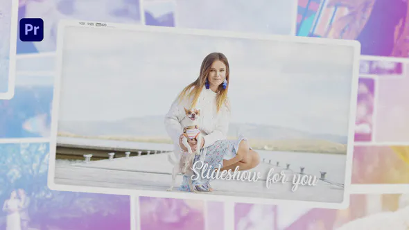 浪漫蓝紫色调PR模板,唯美照片展示pr幻灯片模板mogrt下载