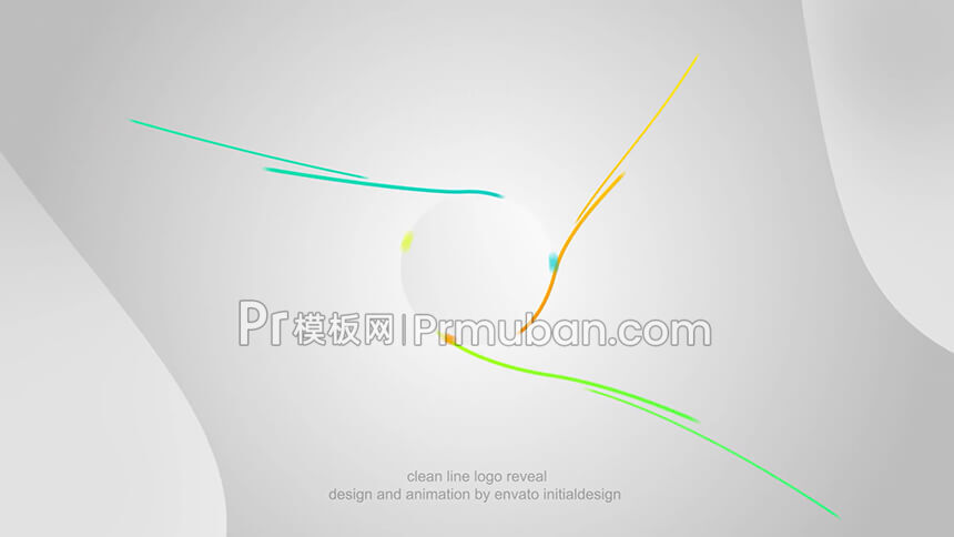 PR片头模板,简约创意彩色线条演绎logo标志显示