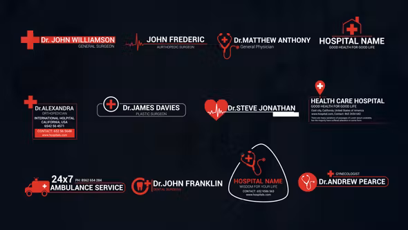 医学宣传医疗机构医生采访视频动态小图标标题pr字幕模板
