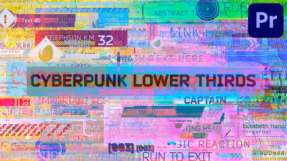 太酷了！87个赛博风格视觉特效PR字幕模板