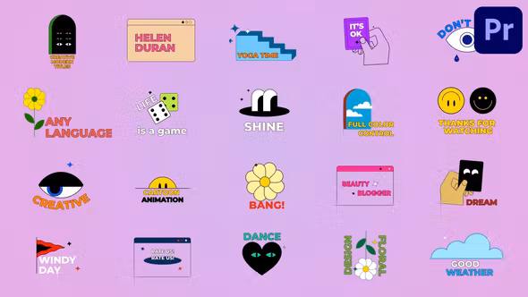 有趣的卡通创意字幕视频制作PR模板