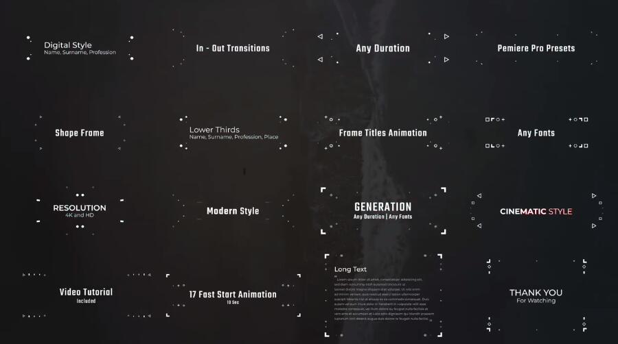 PR预设|动态小球框架标题字幕动画PR文字预设