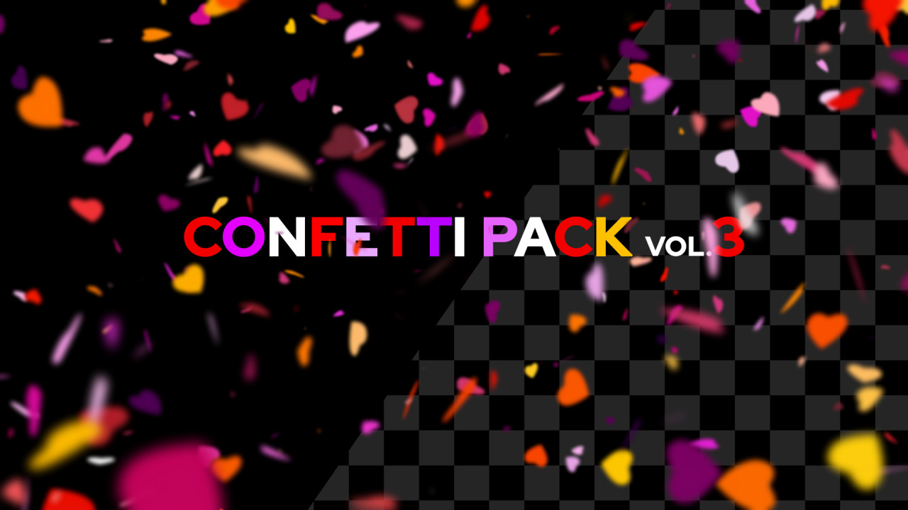 pr视频素材,心形彩色纸屑礼花特效视频素材