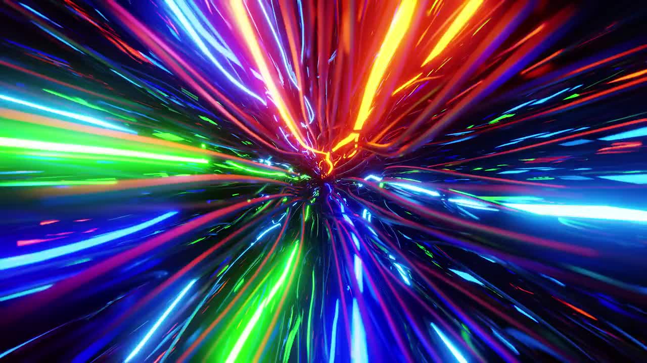 彩色电缆线路穿梭特效视频素材