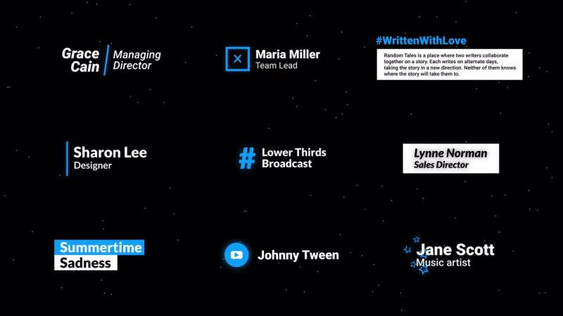 9个简约创意蓝白色视频字幕模板mogrt