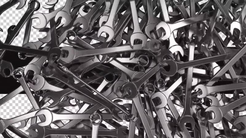 透明背景3D金属扳手转场动画视频素材