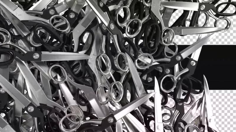 透明背景3D金属剪刀转场动画视频素材