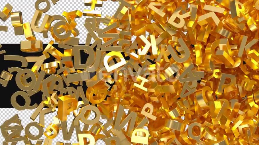 3D金色英文字母转场过渡视频素材(透明)mov格式
