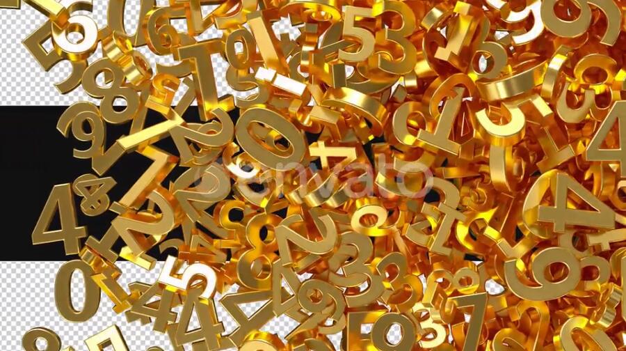 3D金色数字转场过渡视频素材(透明)mov格式
