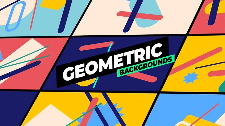 免费pr素材(创意彩色几何图形动画背景视频素材)下载