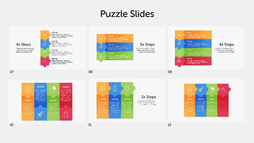 54个拼图风格数据信息图表幻灯片模板 | Premiere Pro