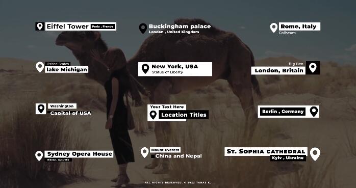 地点位置文字介绍AE视频字幕条模板