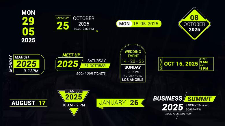 清新简约风格时间和日期标题文字动画MOGRT