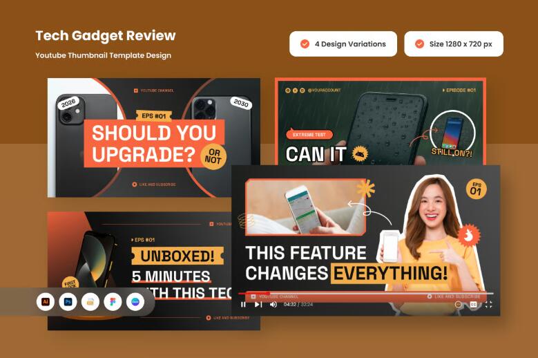 手机数码产品评测短视频封面模板设计素材