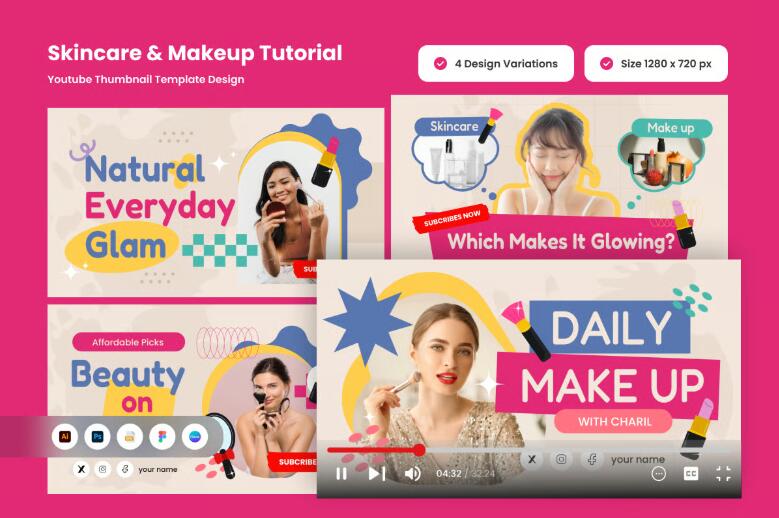 化妆教程短视频封面图模板PSD设计素材