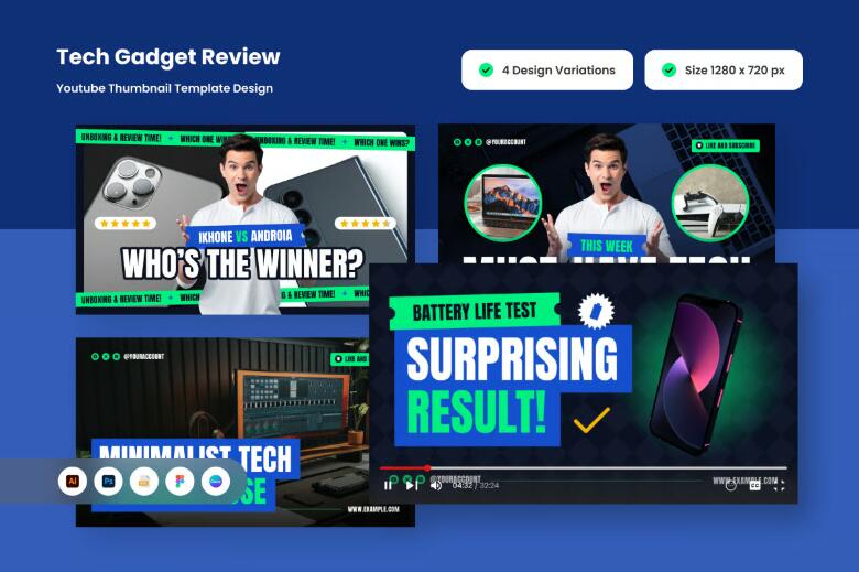 手机数码科技产品评测短视频封面模板设计素材