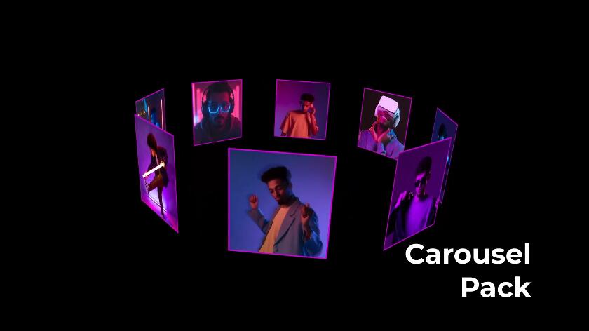 旋转木马照片展示视频模板剪辑素材MOGRT