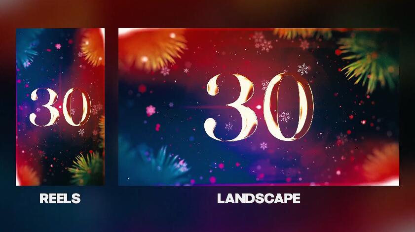 30秒金色数字倒计时新年开场视频模板