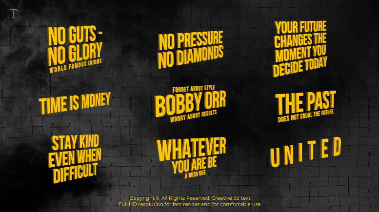 3D立体文字动画视频标题字幕模板