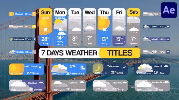 天气预报|天气情况预告视频制作AE模板素材
