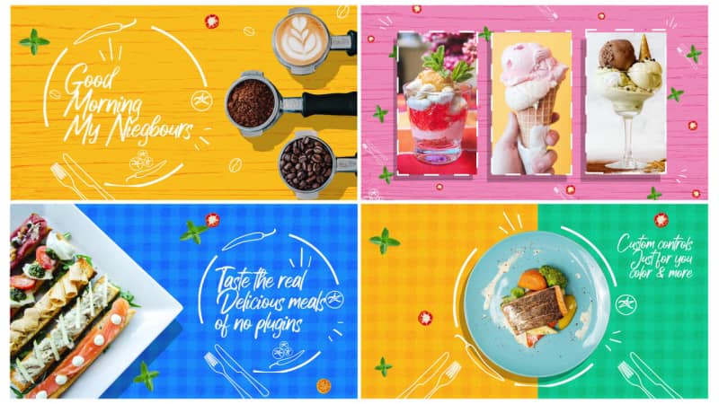 餐厅甜品店餐饮美食外卖美食主播吃播宣传视频AE模板