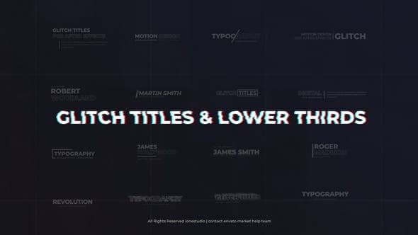 视频三分之二处故障标题文字动画AE字幕条模板