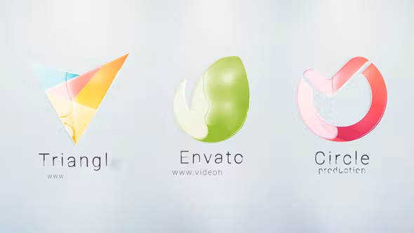 超简约3D亚克力质感logo动态标志片头模板