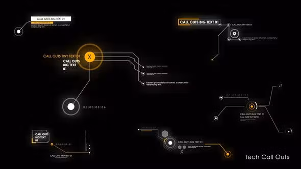 科技感电子线路动态标注标题文字模板
