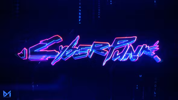 赛博朋克创意logo标志片头动画模板