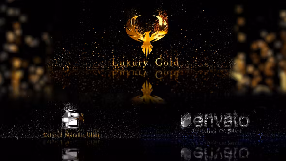 金银粒子动态logo动画片头片尾模板